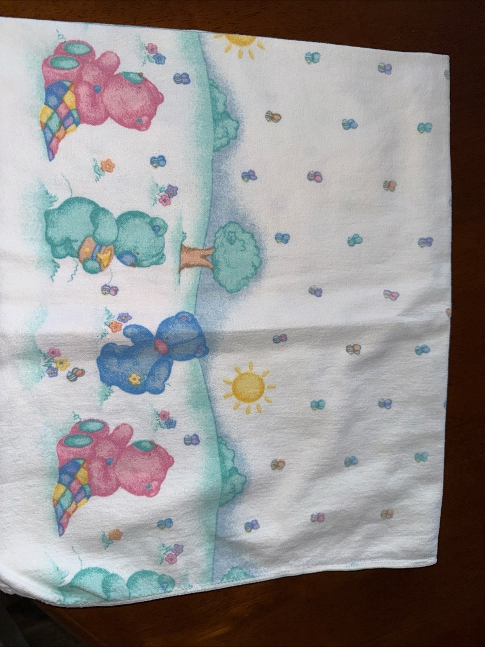 VTG Carters Teddy Bear Baby Blanket Y2K Nursery Pink Blue Receiving USA 90s